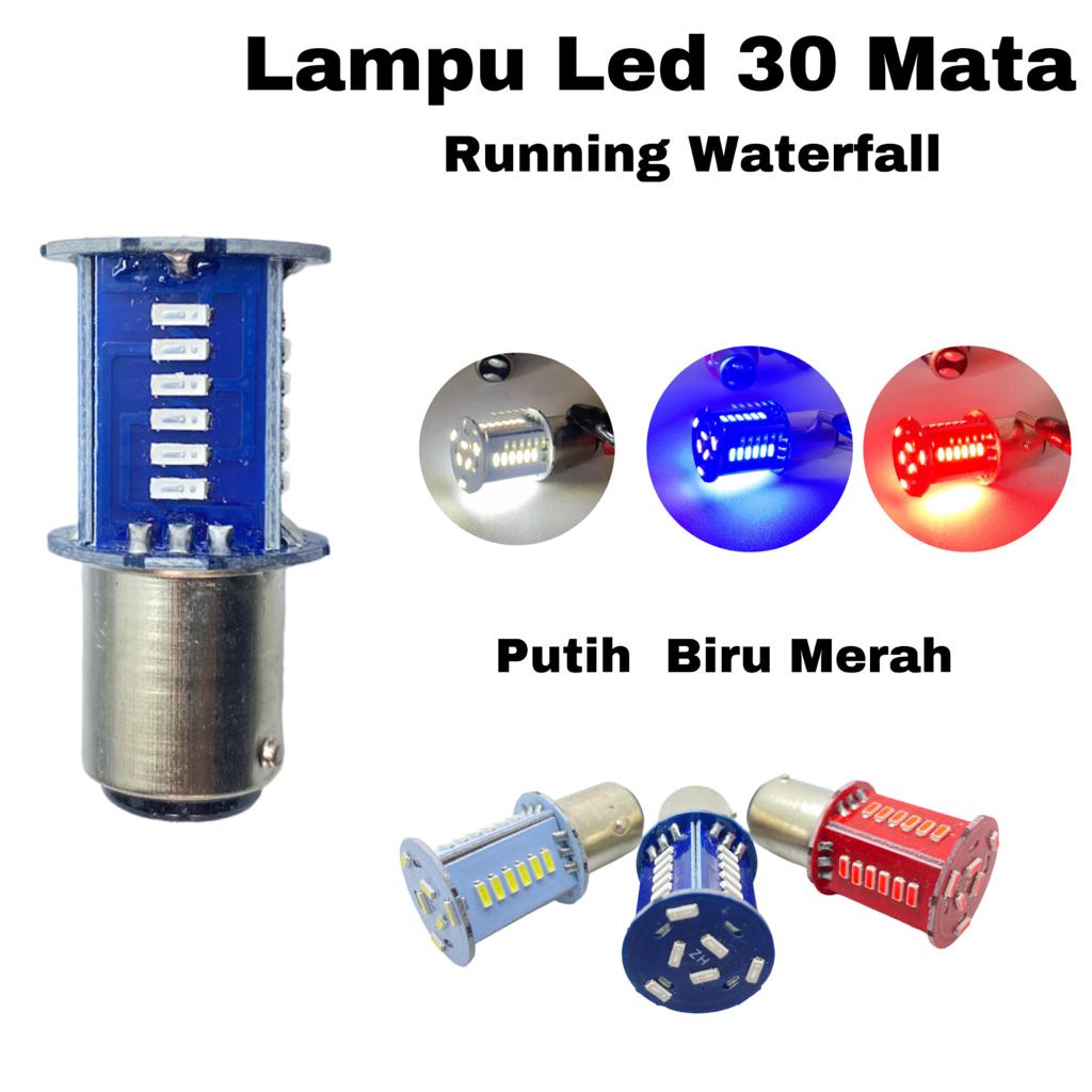 Lampu Rem Stop LED Bayonet 30 Mata Running Kedip kaki 2 DC-12volt