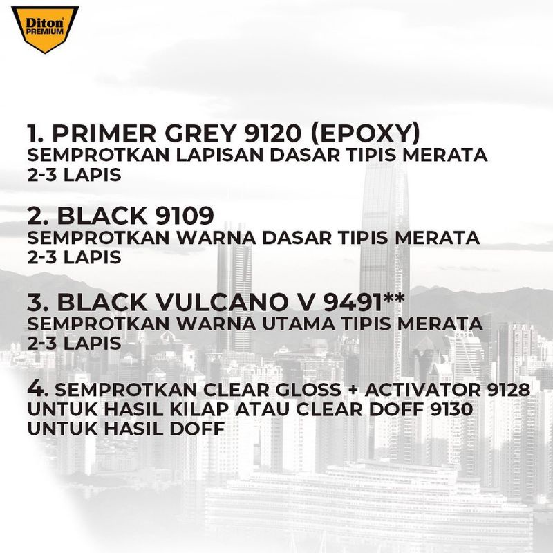 Pilok Cat Diton Premium Black Vulcano  V9491 9491 Hitam Vulkano 400cc Pilox Cat Semprot Special Spray Paint