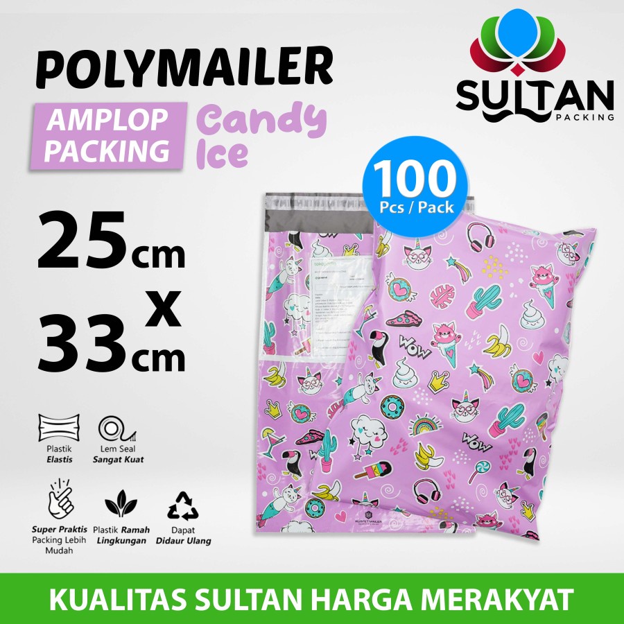 

Amplop Plastik Packing Polymailer 25x33cm CANDY Polimailer PACK