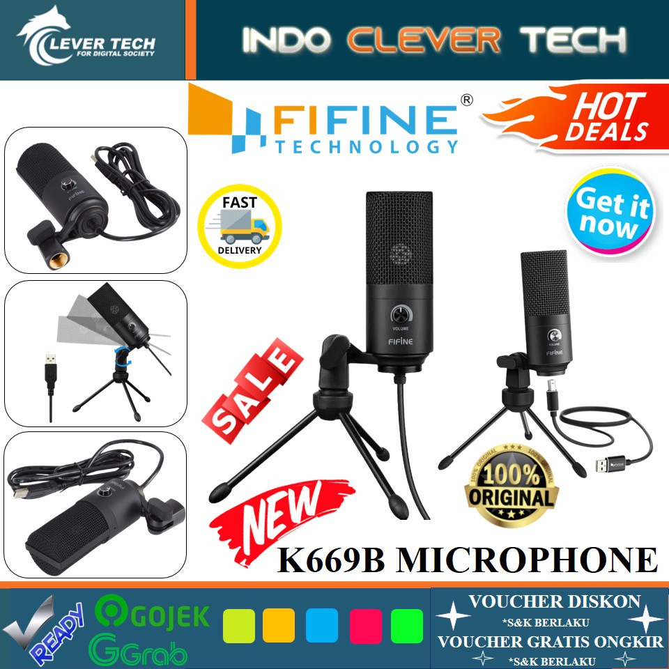 Fifine K669B USB Microphone Condenser Mic with Volume Control