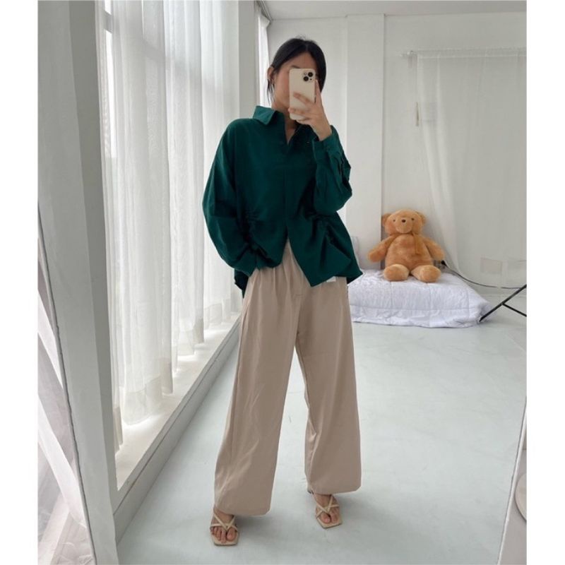 Evolet Shirt - Kemeja Linen crinkle Premium - Kemeja Serut Wanita Blouse