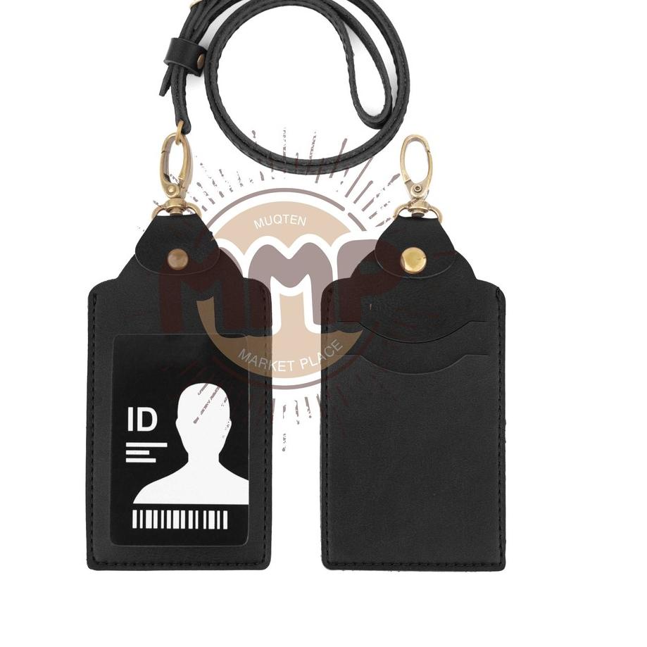 

~ Name Tag QUICK Id Card Holder Kulit Sovenir Holder Kantor Di Kait Dan Di Kalung Tanda Pengenal HITAM Recomend