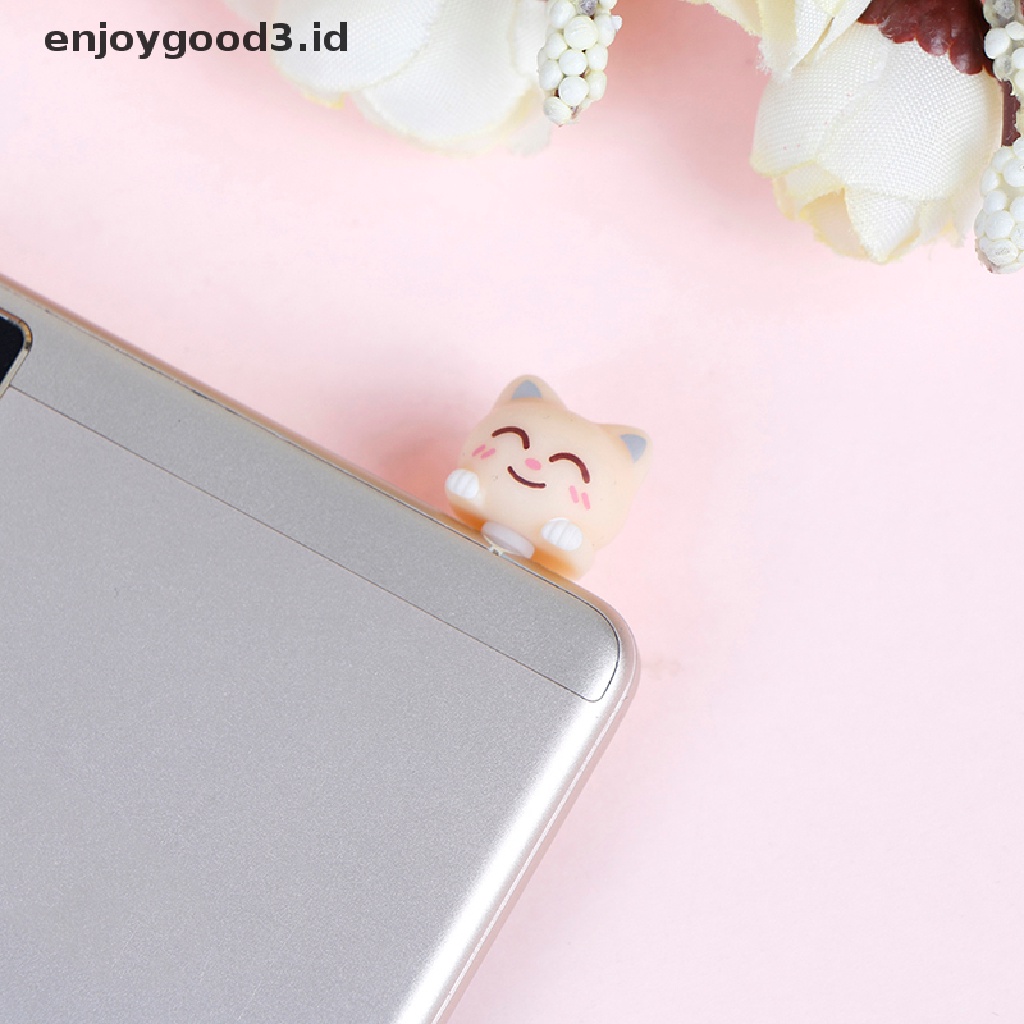 [Rready Stock] 3.5MM universal cat Handphone earphone jack Debu plug Aksesoris Telepon (ID)