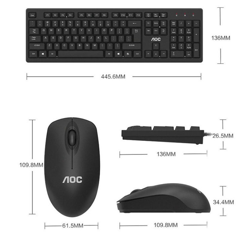 PAKET COMBO KEYBOARD MOUSE AOC KM210 WIRED USB