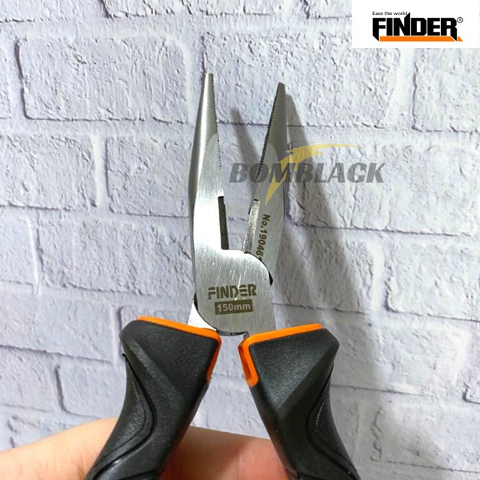 FINDER Tang Lancip 6 inch Long Nose Pliers Jepit Gagang Karet Fiber MURAH