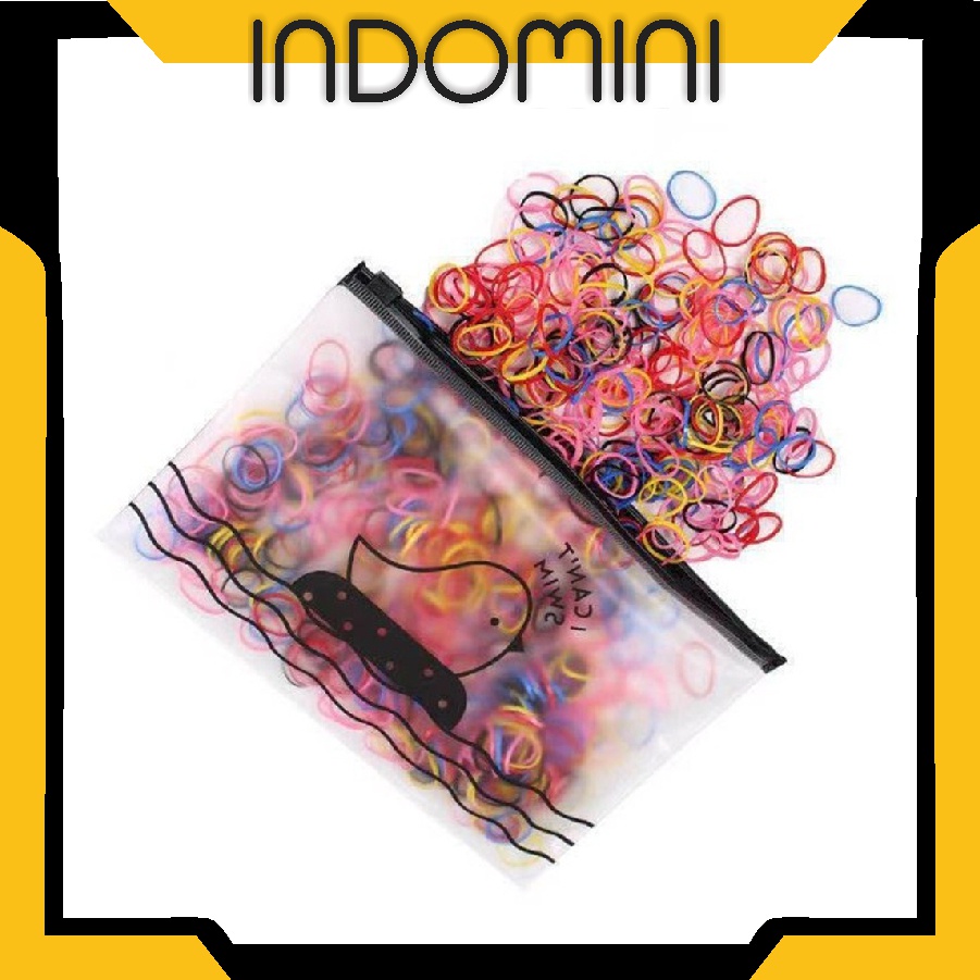 INDOMINI 1000 PCS Ikat Rambut Warna - Warni Ukuran Medium / Tanggung Karet Jepang anak & Remaja A073