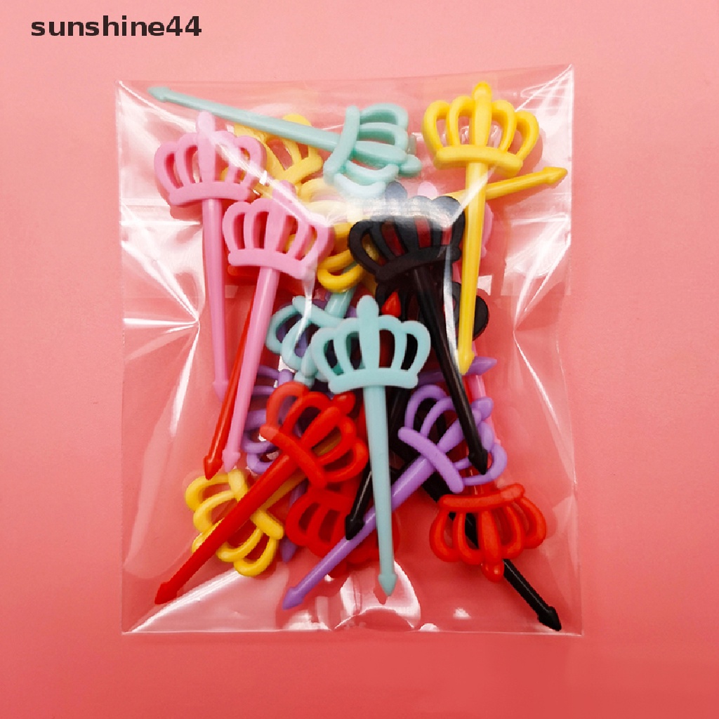 Sunshine 20pcs Mahkota Mini Kartun Makanan Buah Garpu Set Untuk Anak-Anak Snack Kue Dessert Pick Tusuk Gigi Bento Makan Siang Dekorasi Pesta.