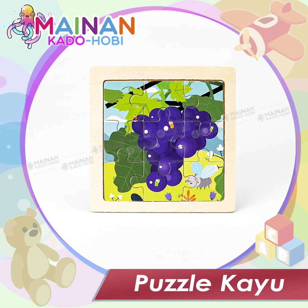 MAINAN ULANG TAHUN ANAK EDUKASI MINI PUZZLE KAYU KNOB