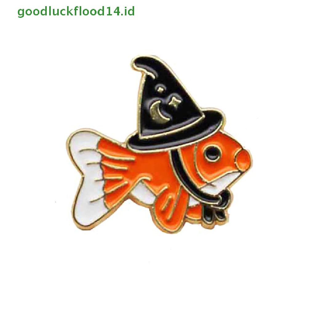 [GOOGFOUR] Bros Ikan Penyihir Kreatif Hewan Lucu Enamel Pin Ikan Beruntung Dengan Topi Ajaib Lencana Tas Perhiasan Hadiah [TOP]