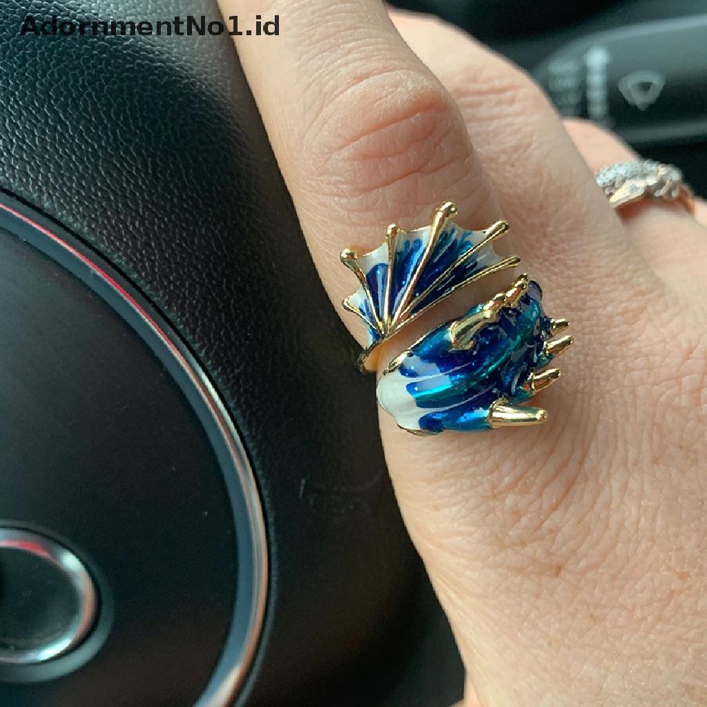 [AdornmentNo1] Langit Berbintang Cincin Pembukaan Naga Biru Kecil Pengerjaan Unik Pesona Perhiasan [ID]