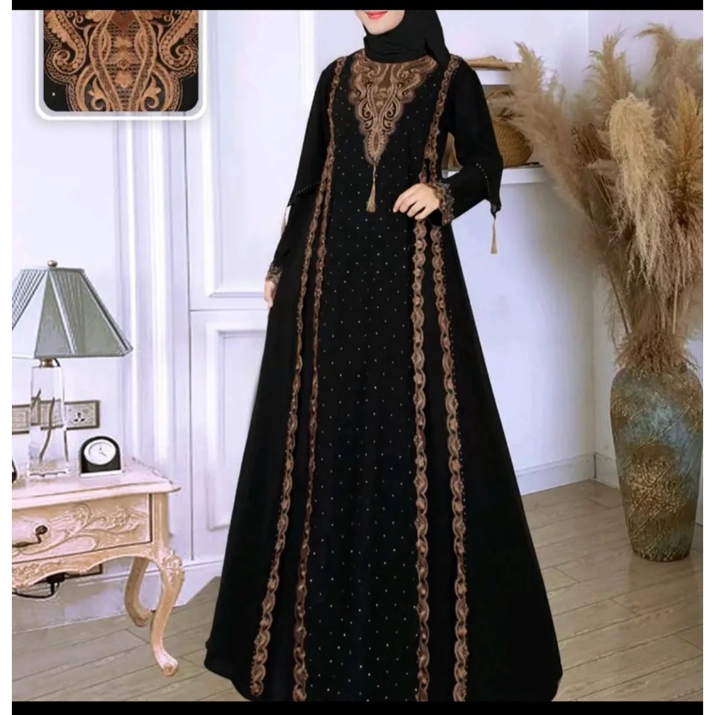 Gamis abaya turki hitam - gamis mewah arab - abaya turky ukuran jumbo