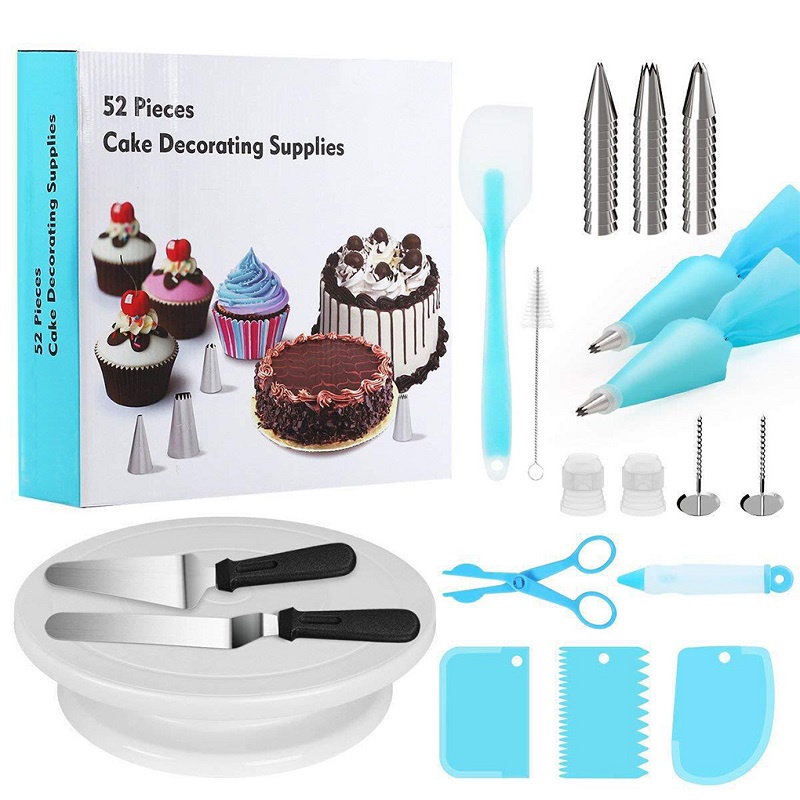 Meja Putar Kue 52in1 SET Cake Decorating Set Dekorasi Kue Super Complete Meja Spuit Perata Kantong Meja Putar Kue