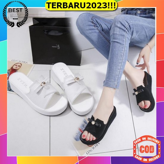 Wedges Wanita Terbaru Sendal Kondangan Ibu2 Sandal Hak Tinggi Wedjes Pesta Mewah Wejes Model Kekinia
