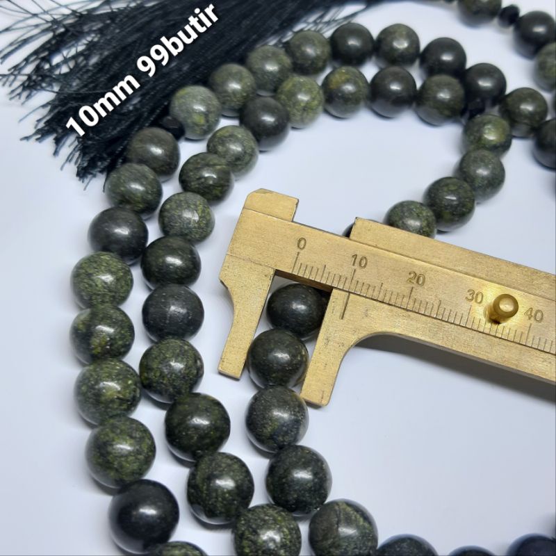 Tasbih Batu Black Jade Dop 10mm 99butir Natural