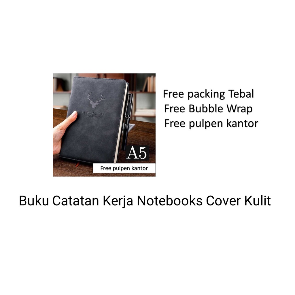 

Buku Catatan Kerja Notebooks Aesthetic Tebal Cover Kulit Jurnal PU Kertas A5 Hitam
