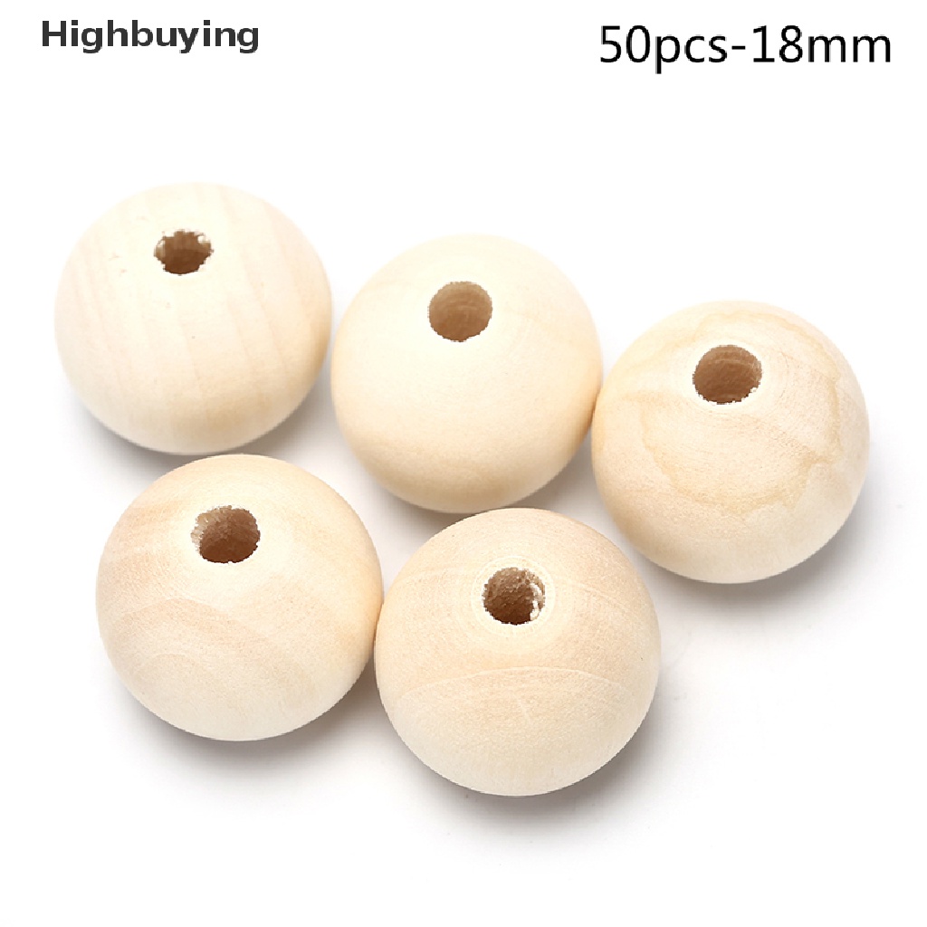 Hbid Manik-Manik Spacer Kayu Bulat Natural Uned Ball Beads DIY Craft Perhiasan Glory