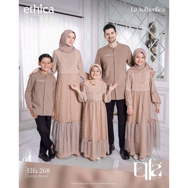 SERAGAM KELUARGA ELFA 268 GOLDEN BROWN ORIGINAL ETHICA FASHION DRESS BAJU BUSANA MUSLIM WANITA DEWAS