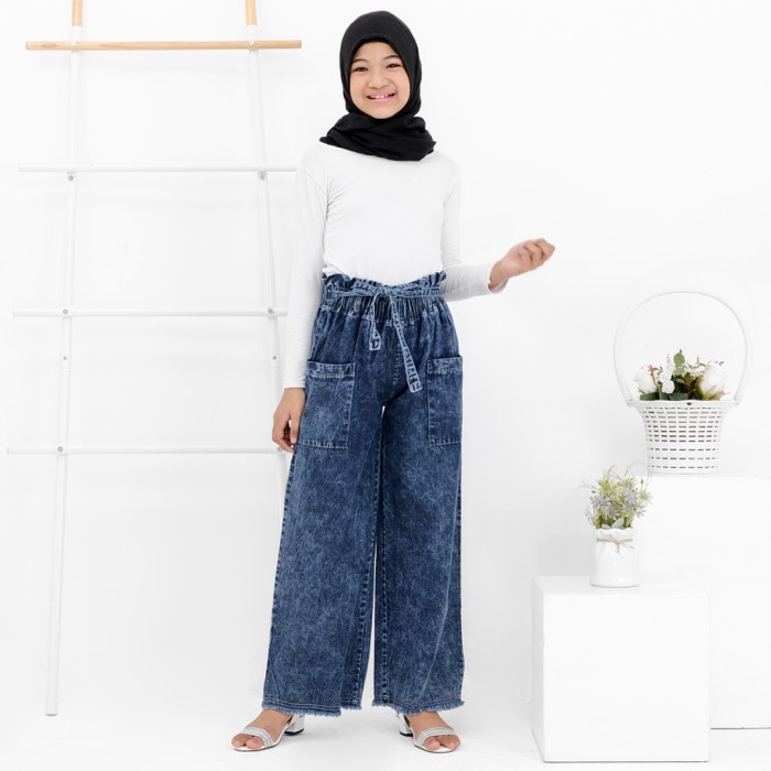 Celana Kulot Linen Celana panjang anak wanita kulot lepis polos ukuran S M L 712 thn S U4Y4 Modis Ba