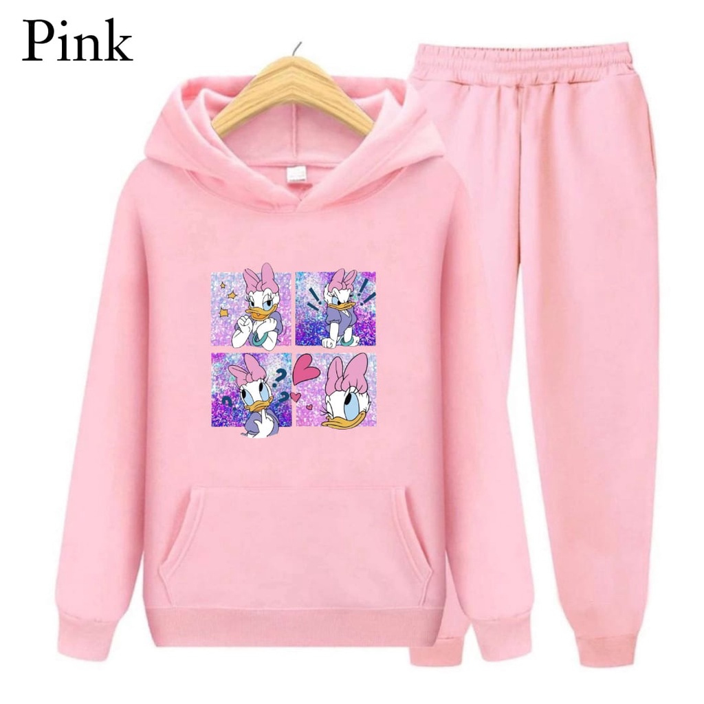 Hzl_outfit Setelan Sweater Hoodie Daisy Duck Anak Perempuan/ Setelan Sweater Anak Anak