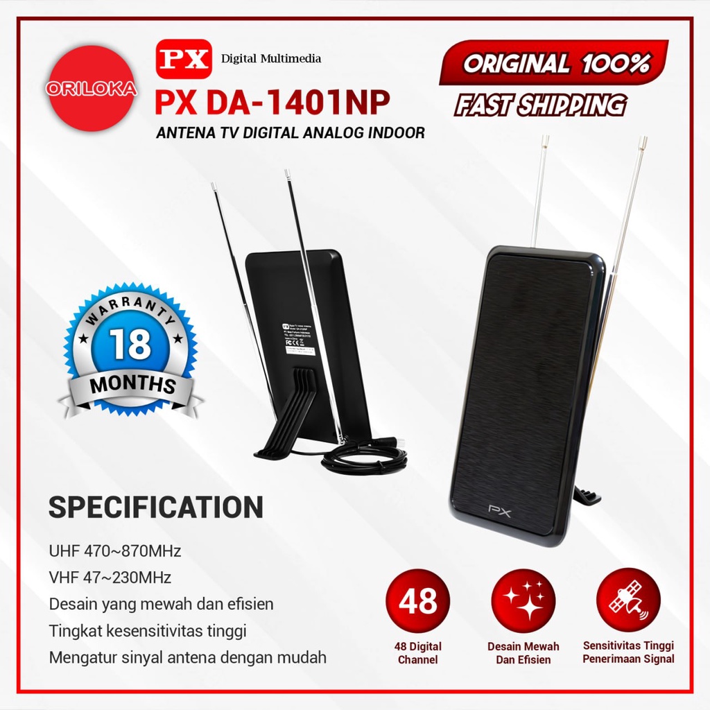 Antena TV Indoor PX DA-1401NP Digital TV DVB-T2 - Garansi Resmi PX