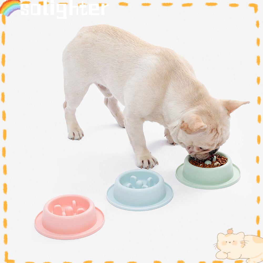 Solighter Slow Feeder Bowl Anti Teguk Ramah Lingkungan Makan Lambat Anti Sedak Mangkuk Puppy Food Dispenser Bowl Pet Baskom