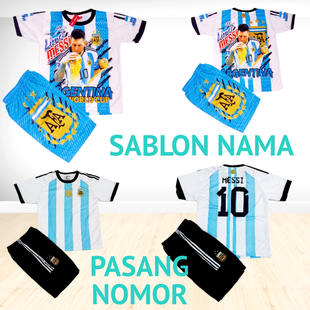 JERSEY ARGENTINA/SETELAN BAJU BOLA MESSI ARGENTINA USIA 2-12THN