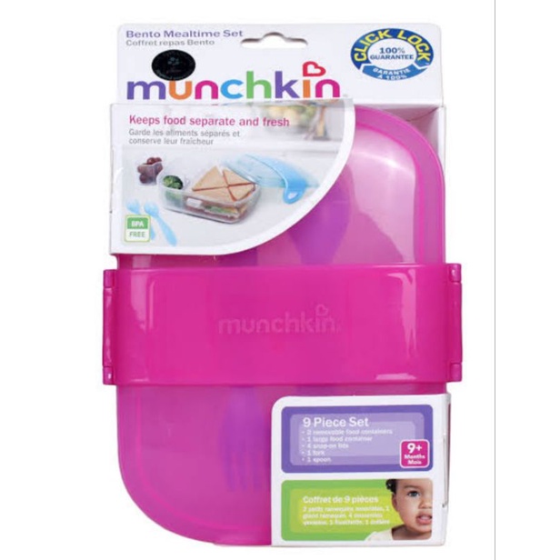 MUNCHKIN Bento Mealtime Set / Set Perlengkapan Makan Bayi Traveling / Set perlengkapan bekal anak