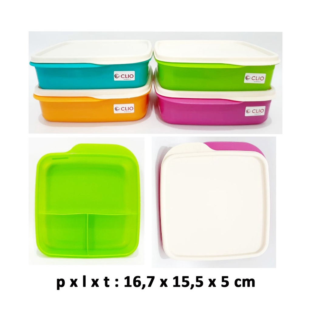 Paket kotak makan plastik Clio dan Tas Bekal mini aluminium foil paket lunch box anak lunch bag set polos