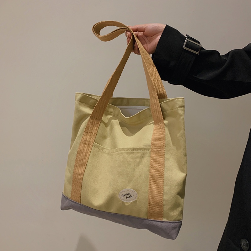 GOOD LUCK Tas Jinjing Wanita Tote Bag Canvas Kawai Cewek Korean Style By Chikoisme