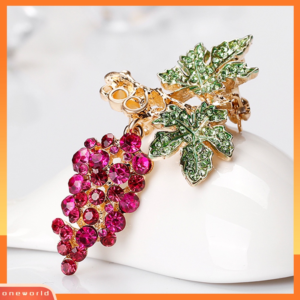 {oneworld} Wanita Fashion Multicolor Berlian Imitasi Buah Anggur Bros Pin Pesta Malam Perhiasan