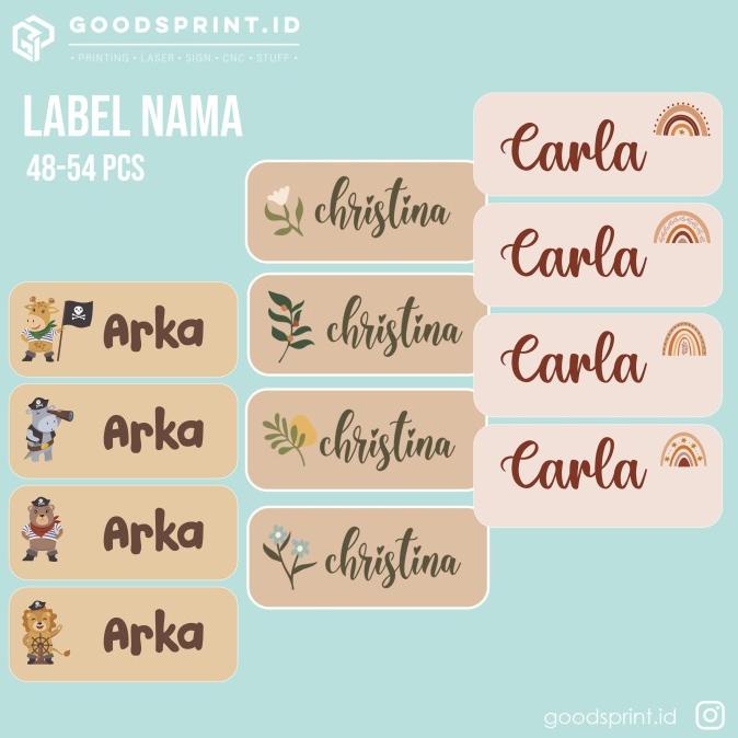 

STIKER LABEL NAMA ANAK WATERPROOF CUSTOM 48-54 pcs SALE