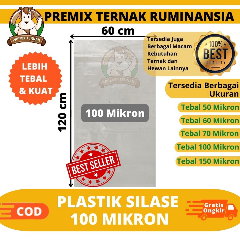 PLASTIK SILASE TEBAL 100 Micron 1 PCS - Plastik Kantong Silase Fermentasi Pakan Ternak Sapi Kambing