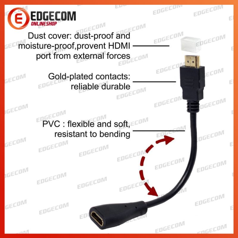 Kabel Extender / Extension HDMI Male to Female 20cm