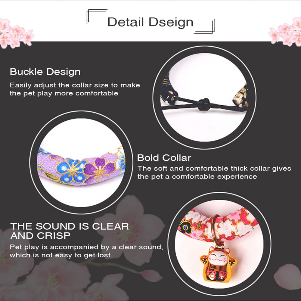 Kalung Kerah untuk Anjing Kucing Hewan Peliharaan Gaya sakura Jepang