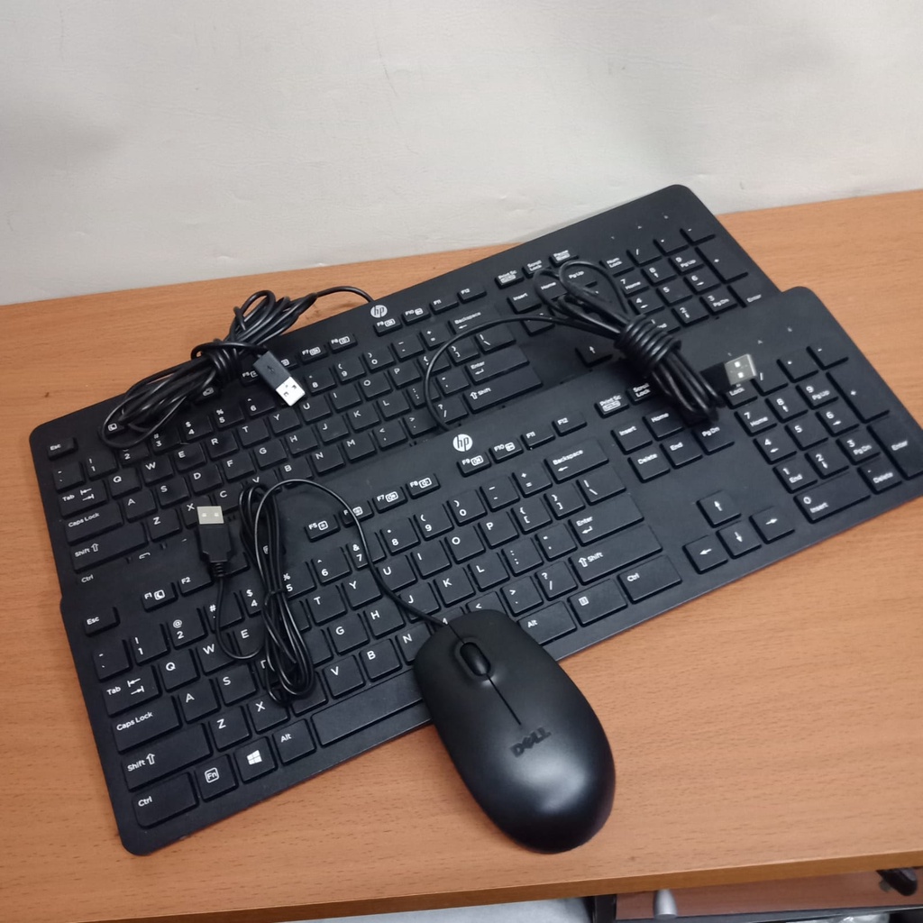 PAKET KEYBOARD+MOUSE HP CPU/PC KEYBOARD MOUSE SUPER SLIM ORIGINAL USB OPTIC LIKE NEW