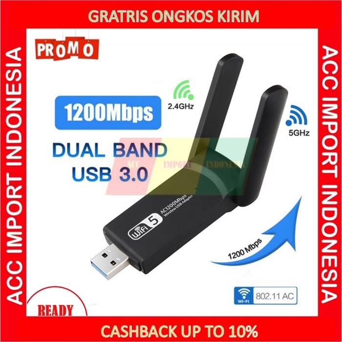 Produk Terbaru Usb Wifi Adapter Dual Band 3.0 Antena Penguat Sinyal Pc Laptop Macbook