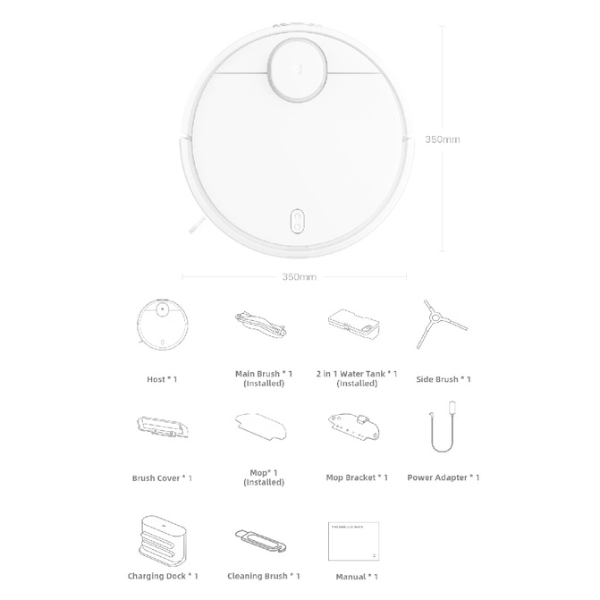 MIJIA Mi Robot Vacuum Cleaner 3C - Smart Robot Vacuum Cleaner Sweeping Mopping - B106CN - Penyedot Debu Robotik - Bisa Vacuum dan Pel