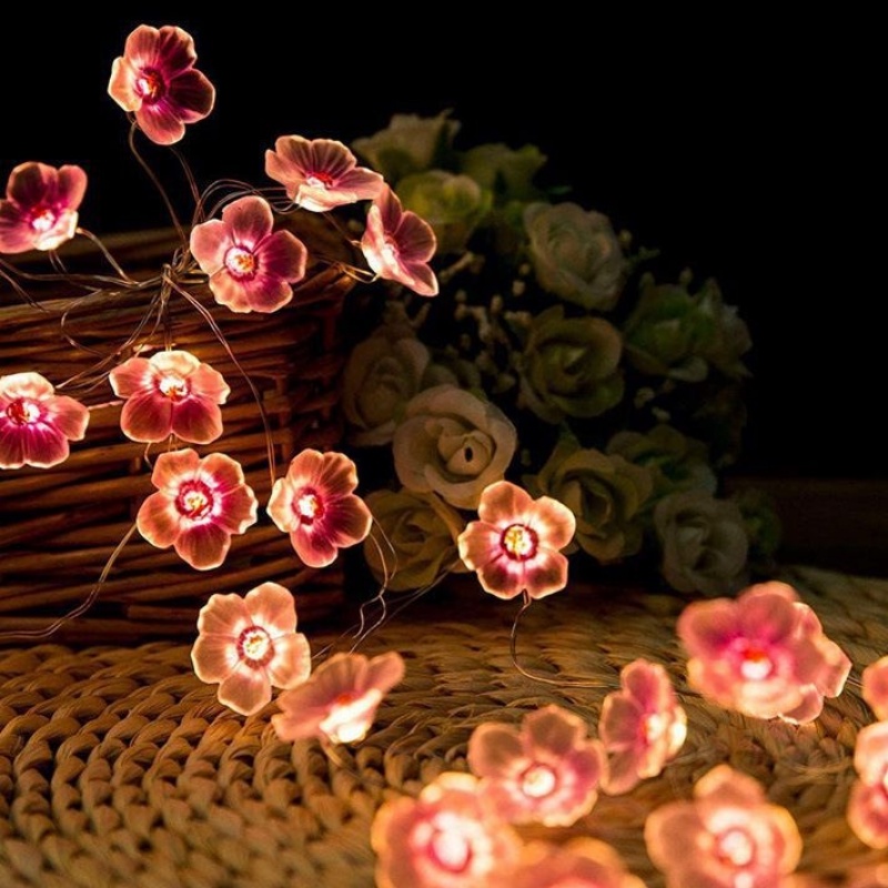 1/2m LED Pink Cherry Lamp String/Lampu String Peri Bunga Blossom Tenaga Baterai Untuk Dekorasi Ruang Tamu