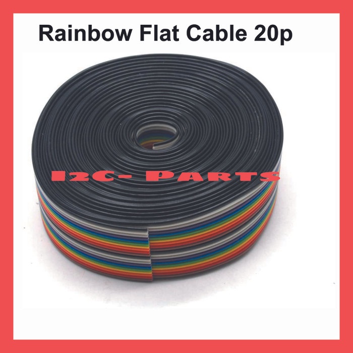 Jual Kabel Pita Pelangi 20Pin Rainbow Flat Cable 20 Pin Kabel IDC 20P