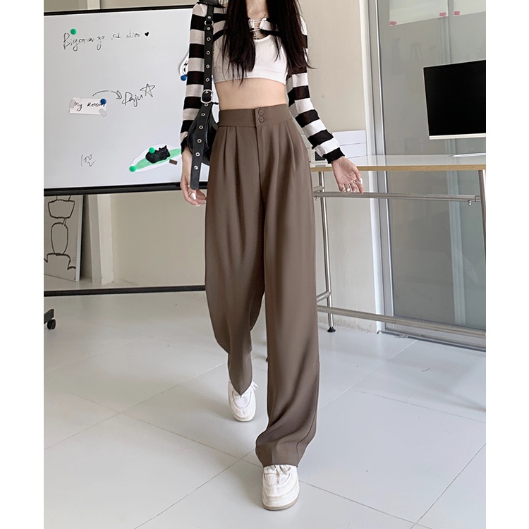 ✅COD Celana Kasual Wanita Coklat Highwaist / Celana Setelan Fashion Import