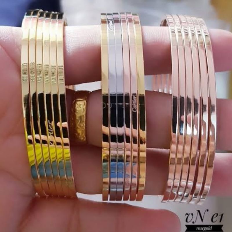 Fourfashion Gelang Titanium Keroncong Set Isi 6 CTR Premium Anti Karat