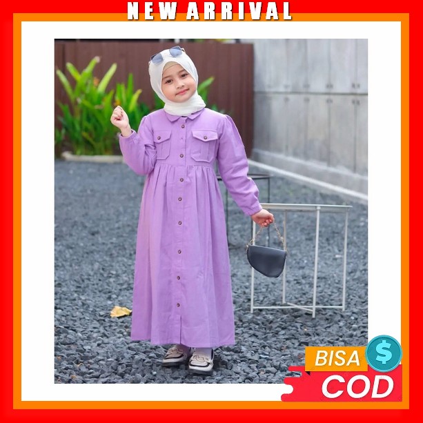 Layla Dress Kids Bahan Katun Madina ( 7-12 Tahun ) Dress Anak Perempuan Gamis Anak Cewek Baju Muslim
