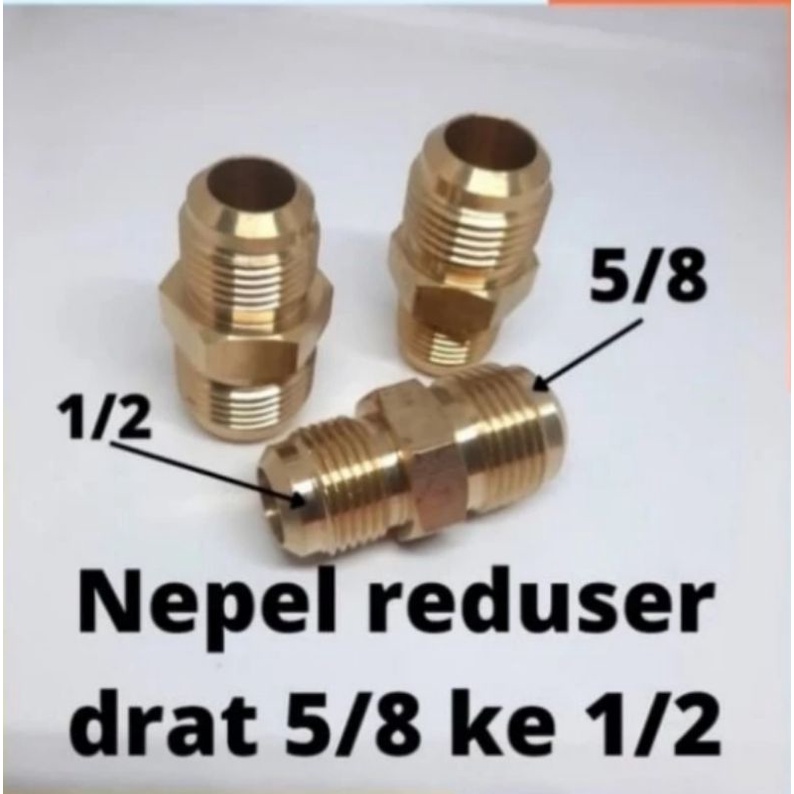 double nepel reduser 1/2 x 5/8 drat luar dobel nepple reducer 5/8 x 1/2