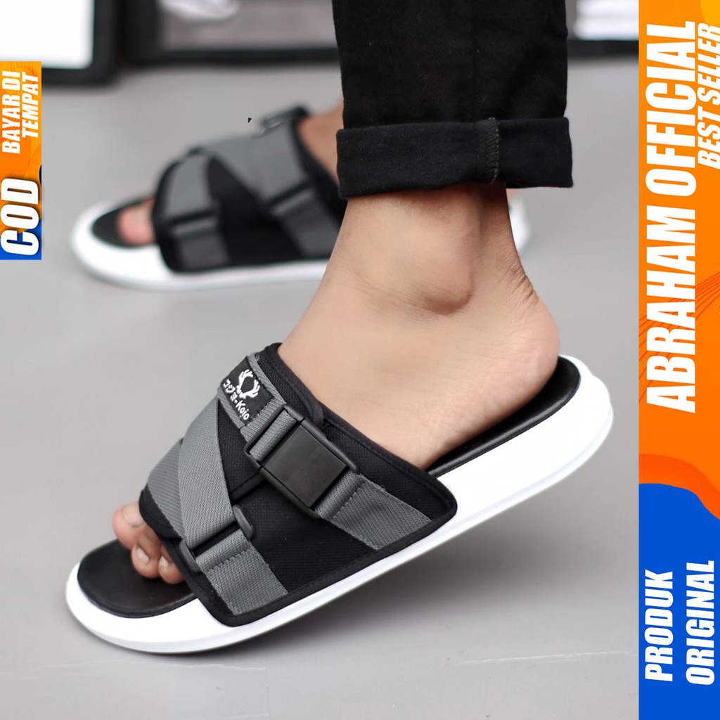 Sandal Slide Slop Pria Sandal Selop Ringan Distro Abraham