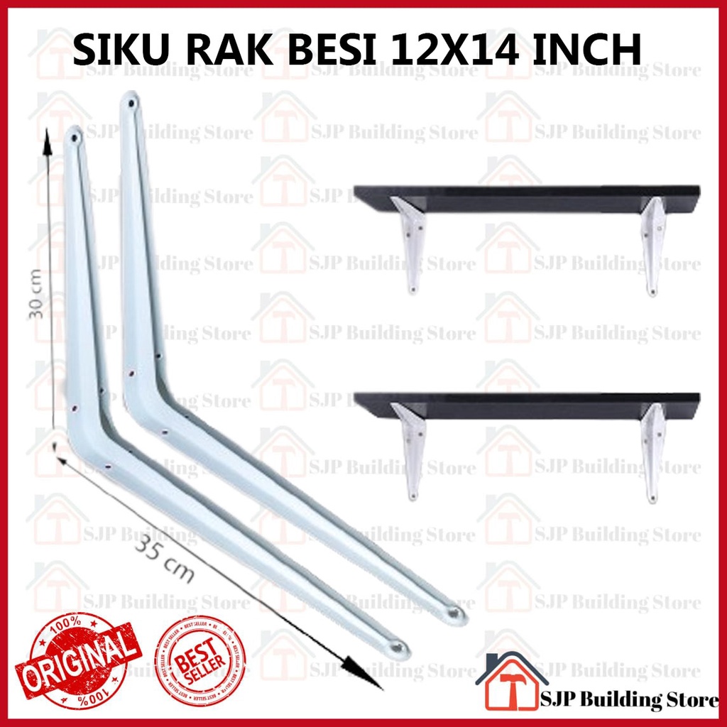 Siku Rak Putih Besi L Putih Uk. 12x14 Inch l Shelf Bracket l Penyangga Ambalan 1 Pcs