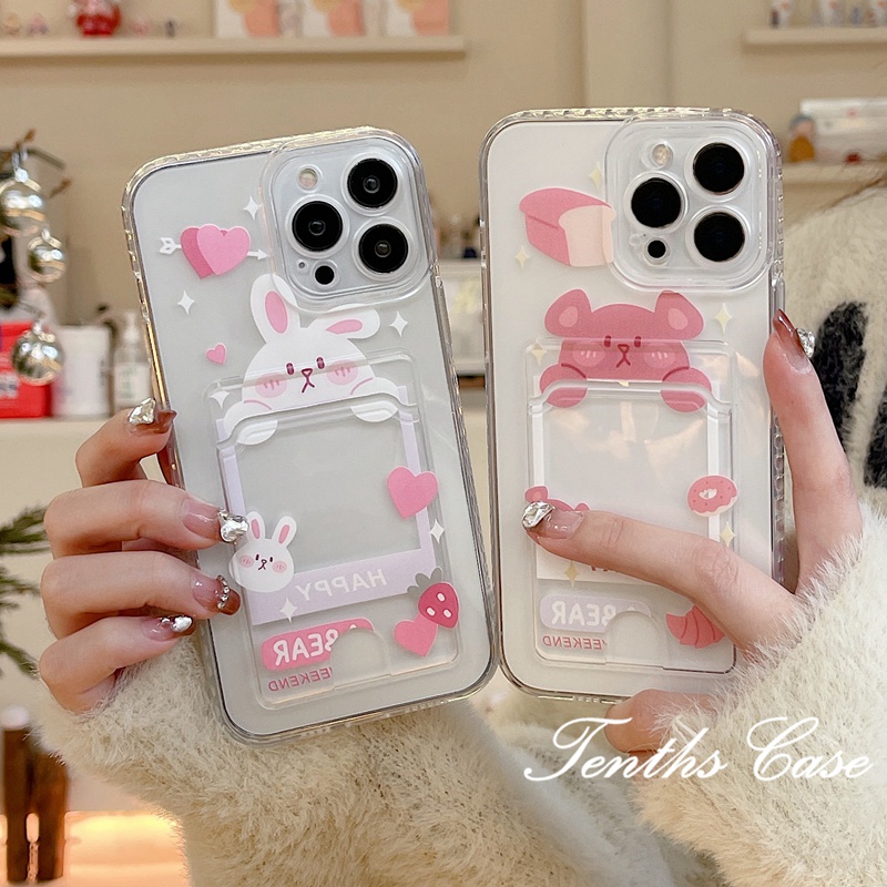 Realme C55 C35 C33 C31 C30 C25Y C21Y C20 C20A C12 C15 C11 10 9Pro+8 8i C15 5i 5s 6i Bear Rabbit Card Holder Handphone Cas Soft Cover