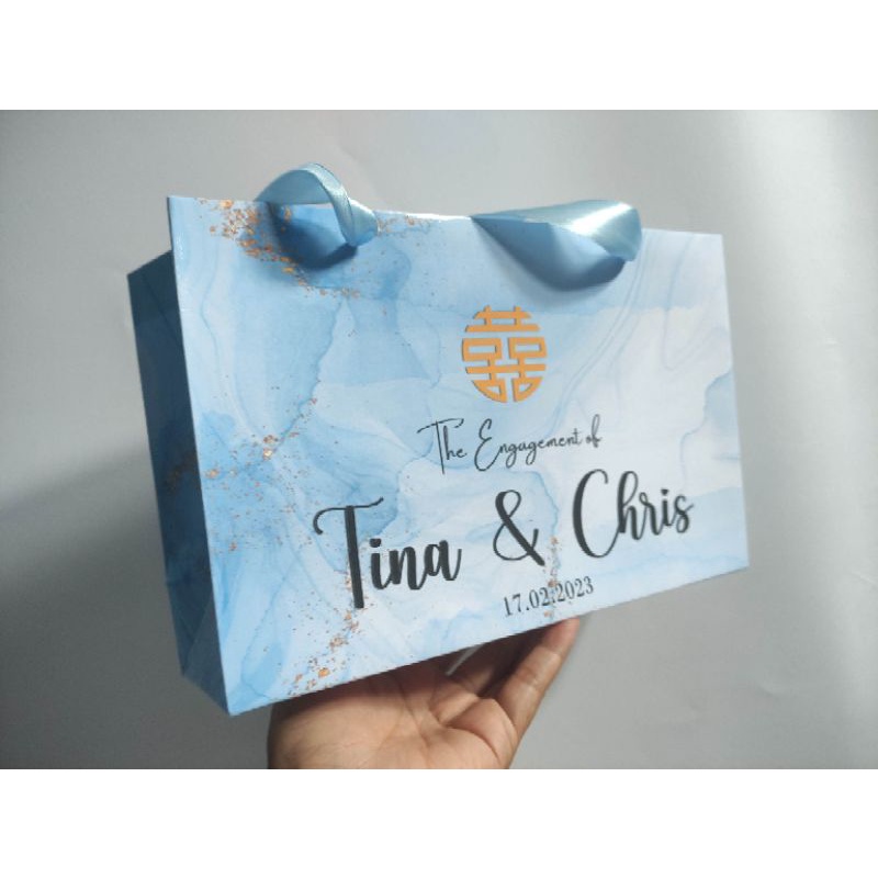 

paperbag biru marble 29x9x19 Glossy