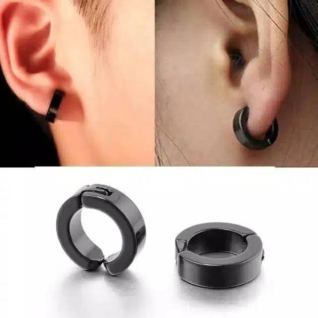 ANTING JEPIT ANTING TITANIUM PRIA WANITA TANPA TINDIK - silver Anting Korea JEPIT Tanpa Tindik Sepas