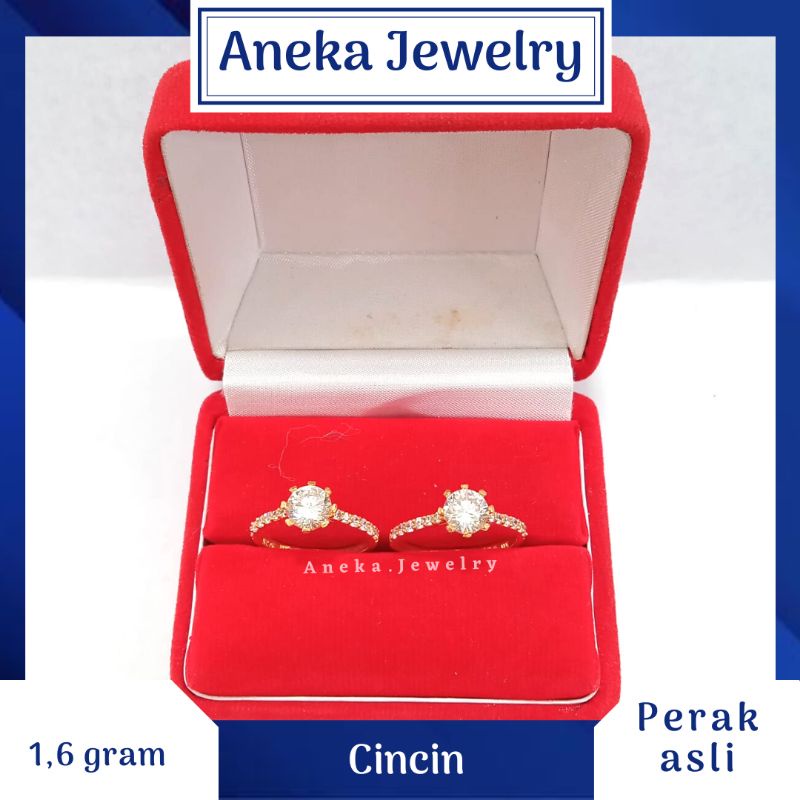 Cincin Mata Baris Full, Sepuh Emas Kuning, Perak 925