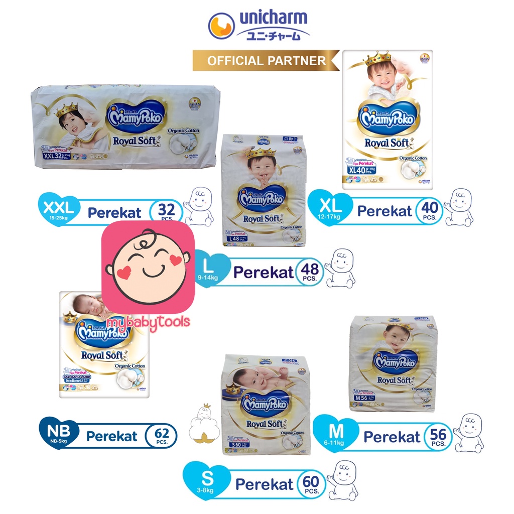 MAMYPOKO ROYAL SOFT NB62 S60 M56 L48 XL40 XXL32 / NB 62 S 60 M 56 L 48 XL 40 XXL 32 POPOK PEREKAT